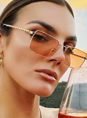 欧美复古长方形大框时髦朋克墨镜