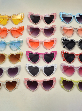 防紫外线爱心复古男女镶钻太阳镜