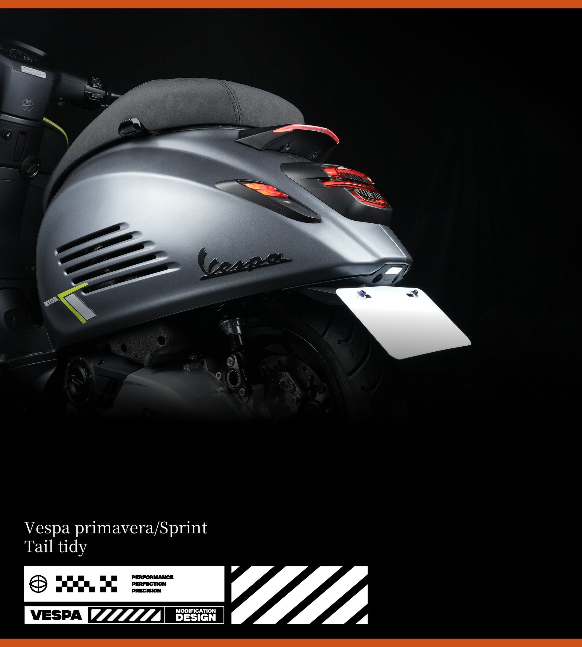 vespa春天冲刺150/180改装台湾apexx短尾牌照架不甩泥无损安装