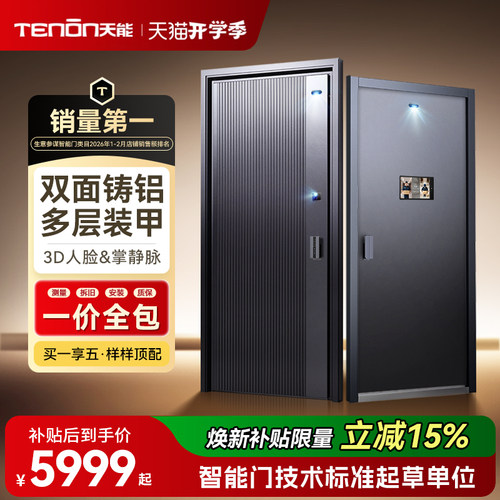 亚太天能智能门精雕铸铝入户门