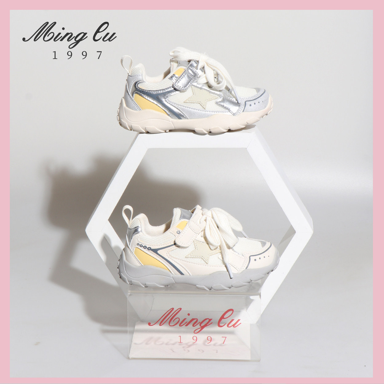 明璐儿童运动鞋2026春夏女童白色休闲跑步女孩双网面男童小白鞋子