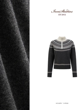 Innstudios 灰色费尔岛羊毛针织上衣