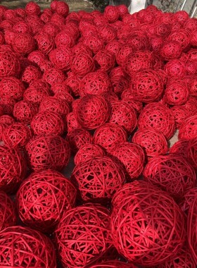 藤球柳球藤条编织红色空心球装饰元旦春节挂饰树挂件新年氛围布置