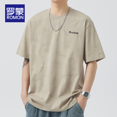 罗蒙夏季男士圆领T恤2024新款