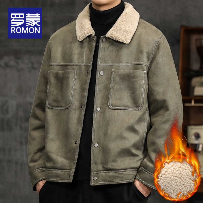 罗蒙加绒夹克外套男棉夹克罗蒙
