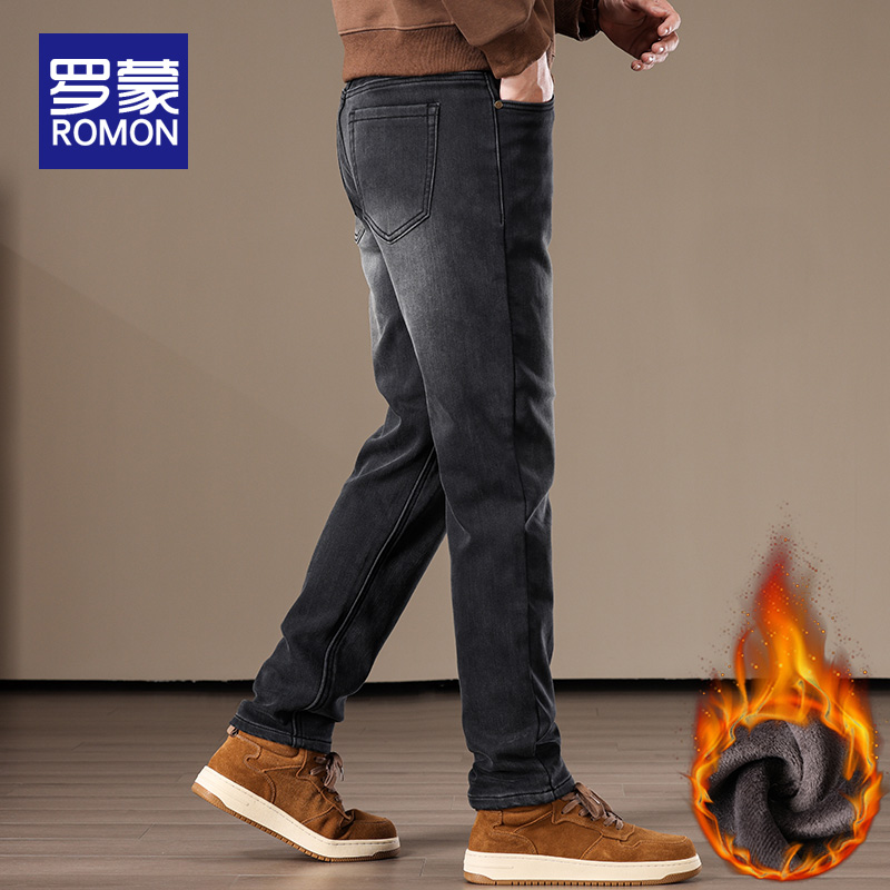 罗蒙纽扣长裤水洗秋冬牛仔裤