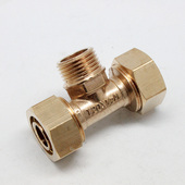 天一 外丝三通1216X1 铝塑管等卡套式 1620铝塑管管件接头 金牛