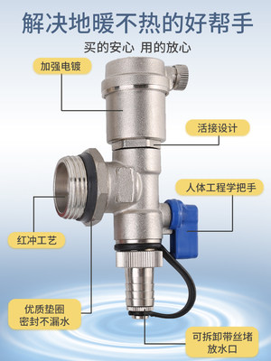 天一 金牛 分水器末端 三尾件 排气排水阀 1寸外丝地暖排气阀门