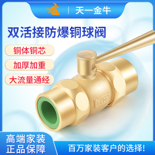 天一金牛PPR双活接防爆铜阀门