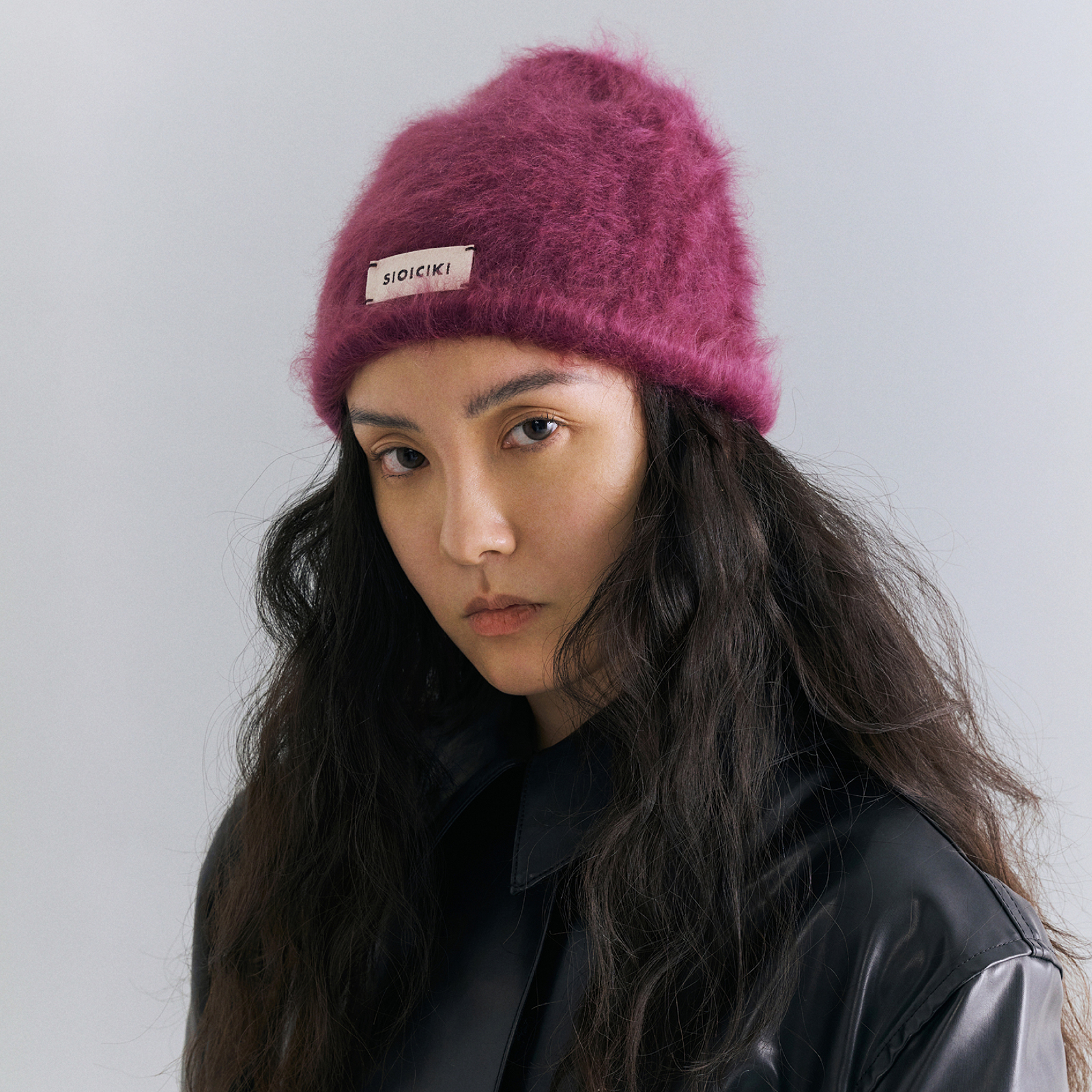 SIOICIKI100%山羊绒卷边针织帽