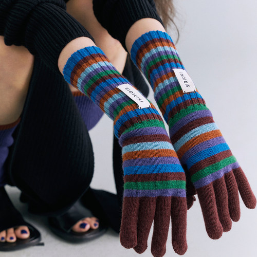 sioiciki羊绒羊毛彩色触屏手套