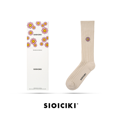 SIOICIKI白色太阳花刺绣男女高筒