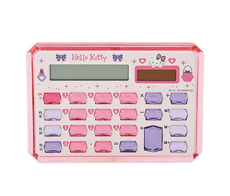 现货日本Sanrio Hello Kitty凯蒂猫限量绝版太阳能宝石水钻计算器