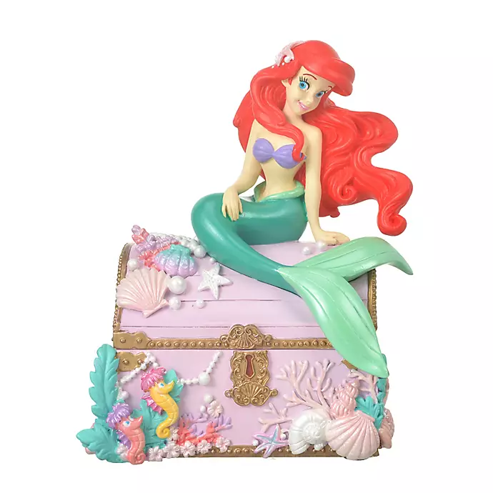 现货 日本迪士尼ariel小美人鱼爱丽儿绝版宝箱小物首饰收纳盒摆件