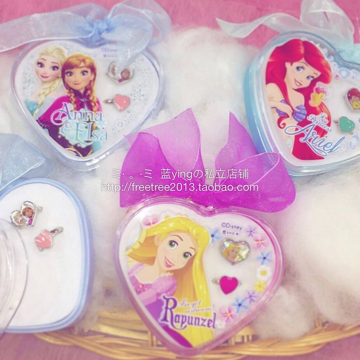 现货日本Disney迪士尼长发公主美人鱼冰雪奇缘Elsa戒指玩具收纳盒