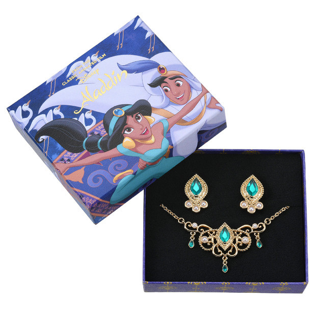 现货 日本Disney迪士尼Aladdin30周年限定茉莉公主耳环项链套装
