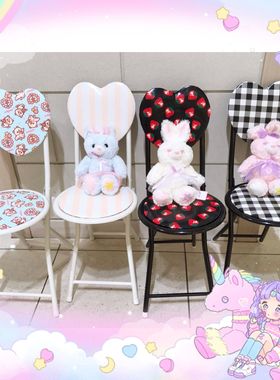 现货 日本Swimm限量绝版少女小清新天使猫咪蓝色心形靠背折叠椅