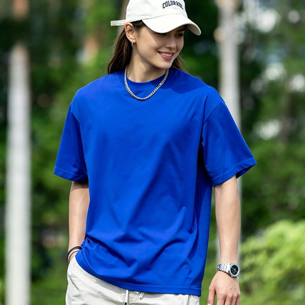 230g重磅纯棉纯色短袖T恤宽松上衣男女圆领春夏新款打底衫内搭潮