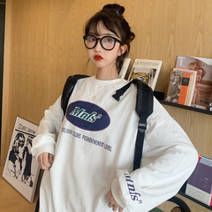 2021 spring new loose long sleeve thin sweater female letter female