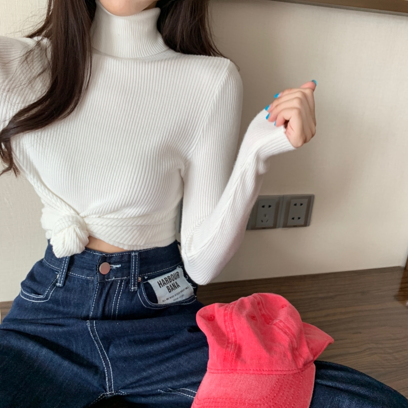 Real shot core spun yarn 65% viscose 35% poly fiber autumn winter solid color T-shirt