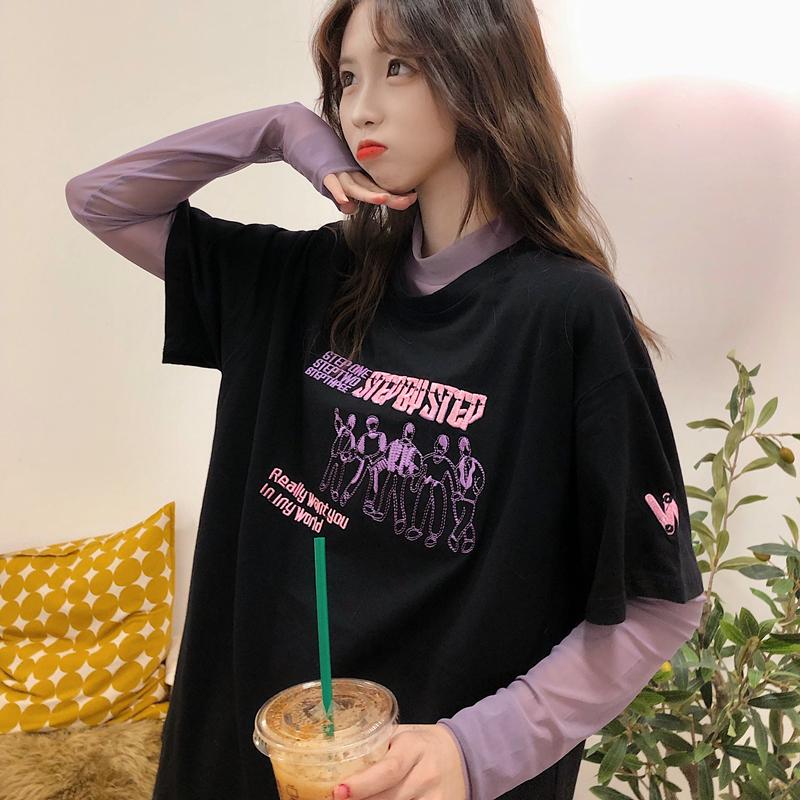 2021 real shot spring 6535 pull frame cotton mesh red ins super fire short sleeve T-shirt women's foreign style base shirt