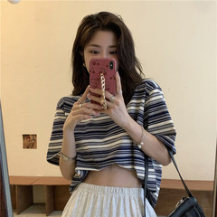 官圖實價短袖t恤女條紋