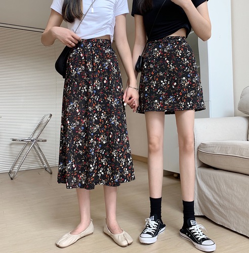 Real shooting real price 2022 summer Korean version new fashion versatile floral skirt chic high waist A-shaped skirt for women