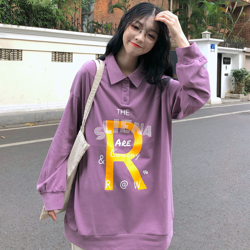 2021 spring new polo shirt letter thin sweater women's T-shirt