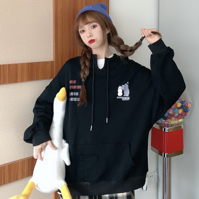 Real shot polyester Plush 250g cartoon letter Plush thickened Hoodie