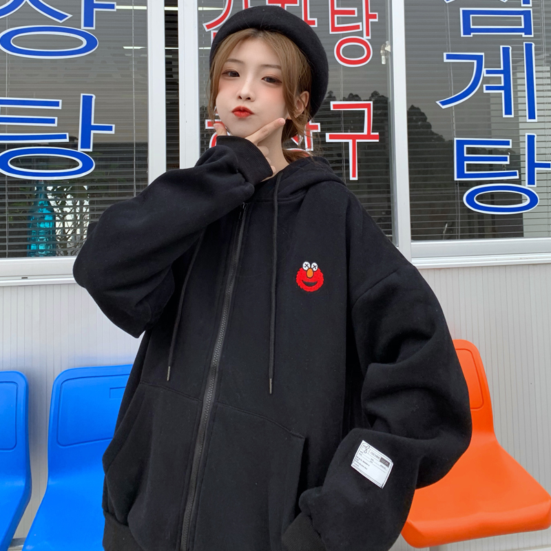 Real shot 250g sweater women's fashion ins loose Korean Slouchy BF Plush thick coat