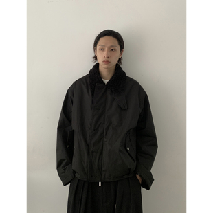 INKNOTS美式 复古羊羔绒内里夹克男女chenafit短宽棉衣毛领外套潮