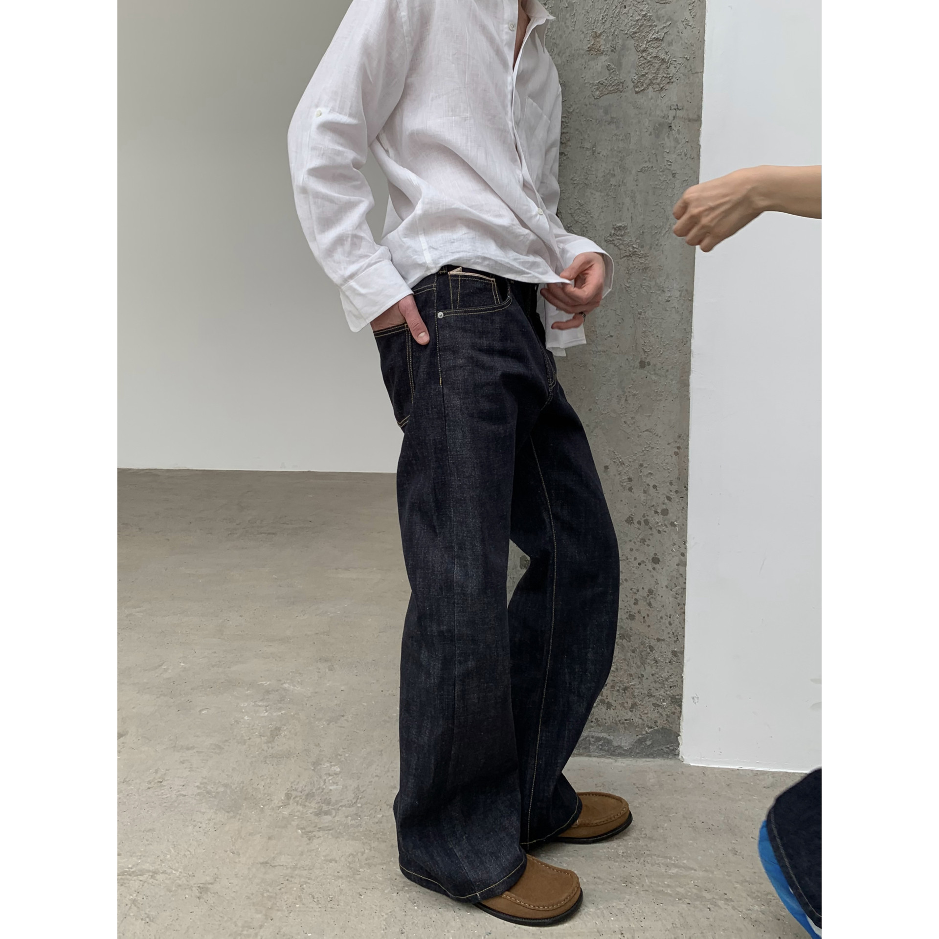 INKNOTS原浆丹宁赤耳红边15.5盎司原色牛仔裤男cheanfit直筒长裤