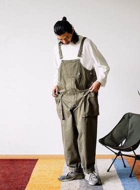 XANAX 日系复古阿美咔叽连体工装裤男P44宽松背带工装套装女潮bf