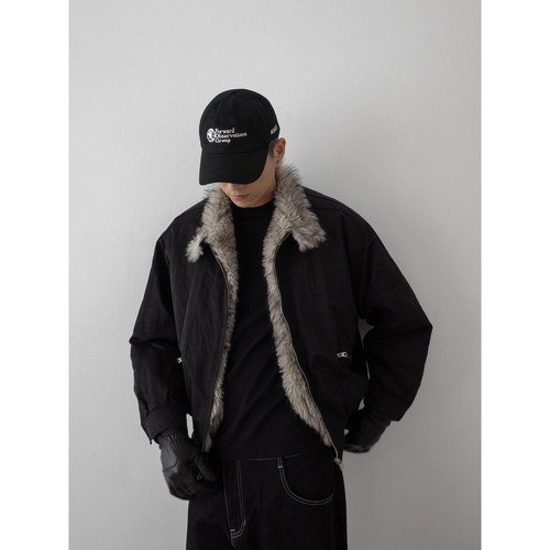 INKNOTS做旧座山雕棉服毛领外套