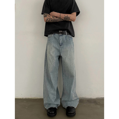 INKNOTS做旧水洗蓝牛仔裤