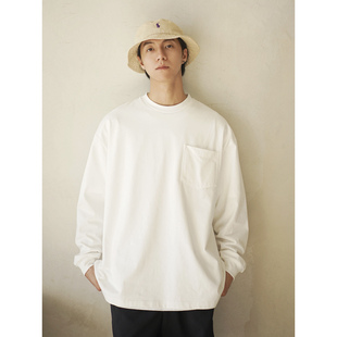 boy打底衫 XXSTORE重磅300G纯棉白色小领口长袖 T恤男宽松休闲city