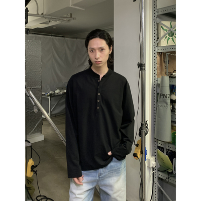 INKNOTS美式极简240G亨利领T恤秋