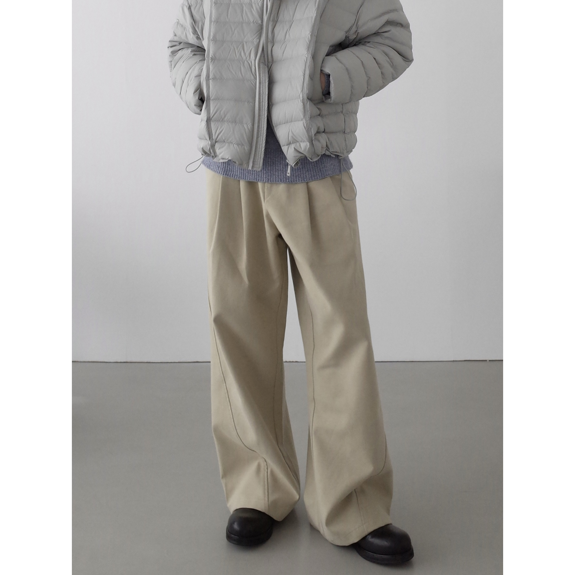 INKNOTS美式复古毛呢直筒休闲裤