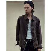 INKNOTS美式 复古水洗散边牛仔cleanfit夹克男女宽松休闲翻领外套