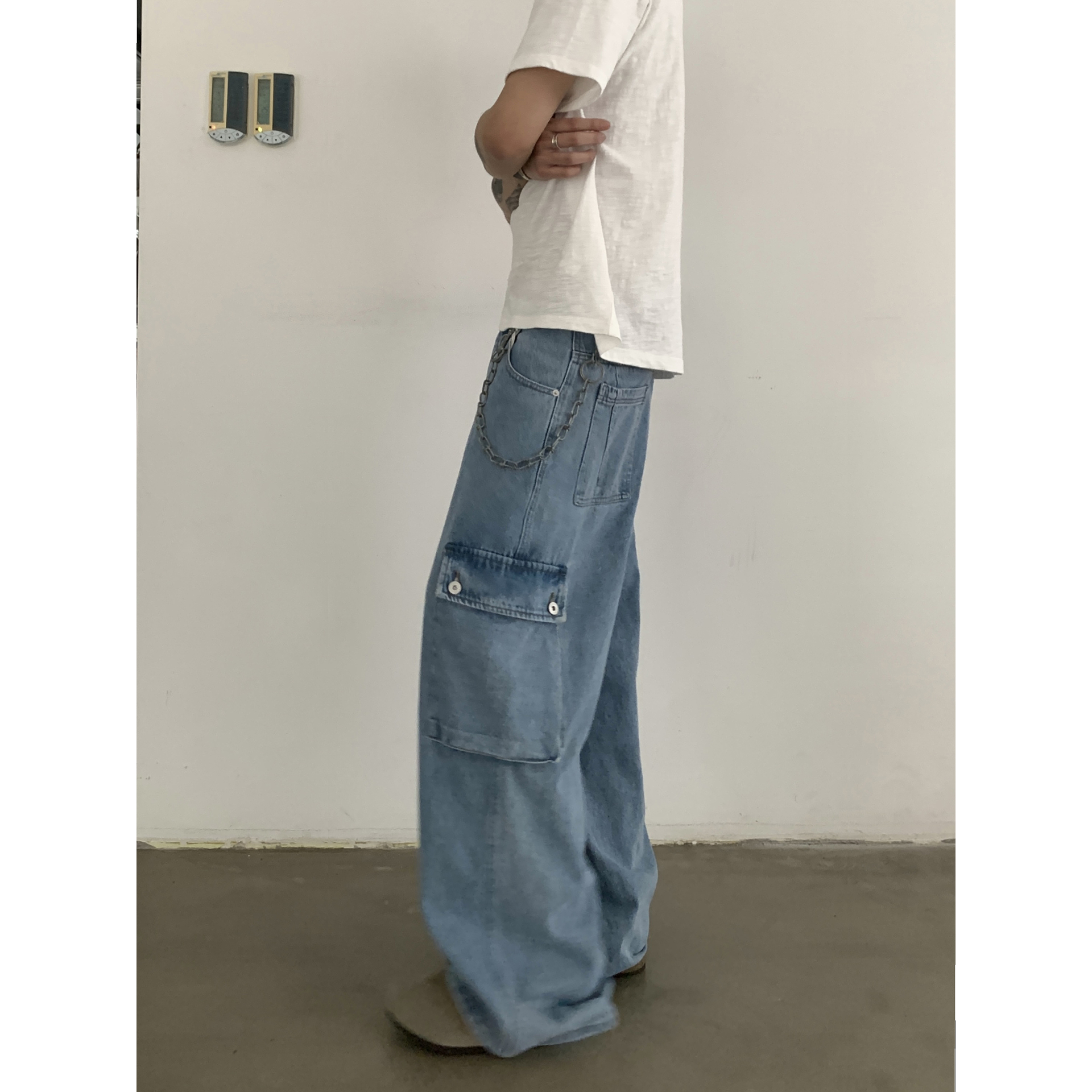 INKNOTS大口袋baggy牛仔裤