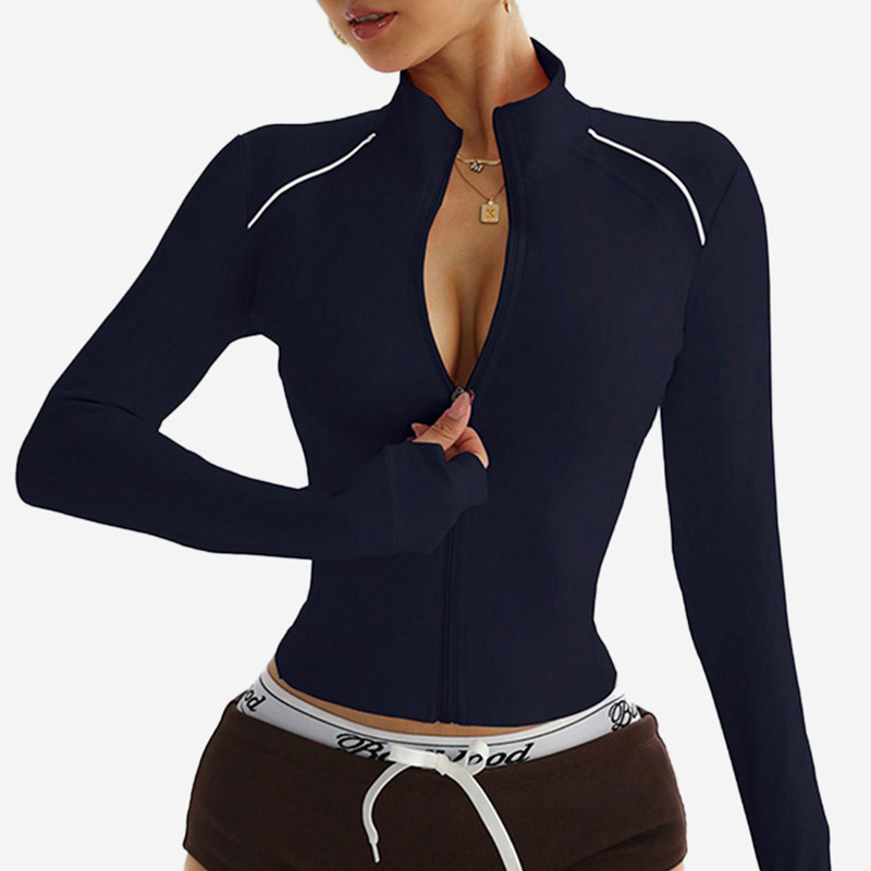 撞色运动瑜伽外套女拉链开衫