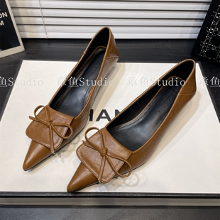 百搭名媛晚晚通勤女鞋 2025秋季 蝴蝶结猫跟尖头单鞋 细高跟法式 新款