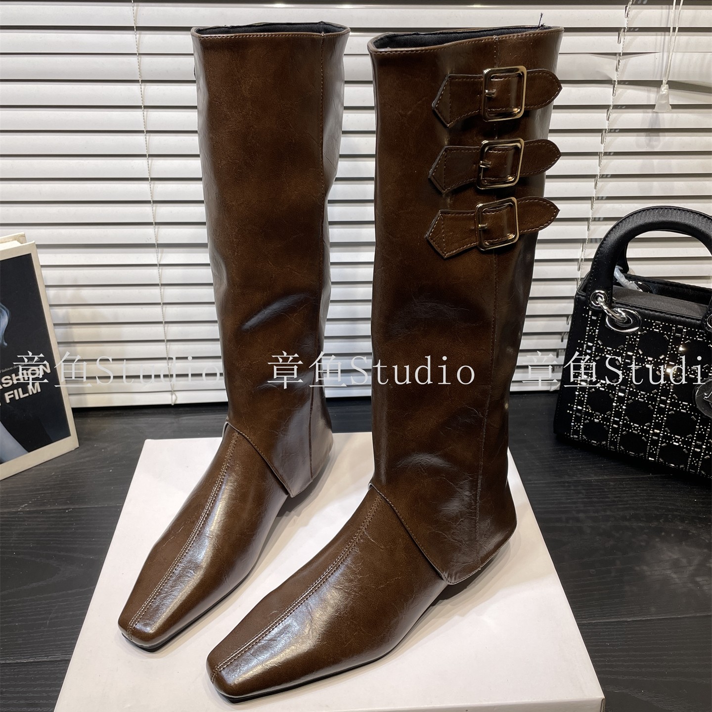 两件套低跟小方头裤管长筒靴女秋冬短靴高筒骑士靴显瘦套筒长靴,女鞋,时装靴,淘宝优惠券,粉丝福利购,淘宝优惠卷