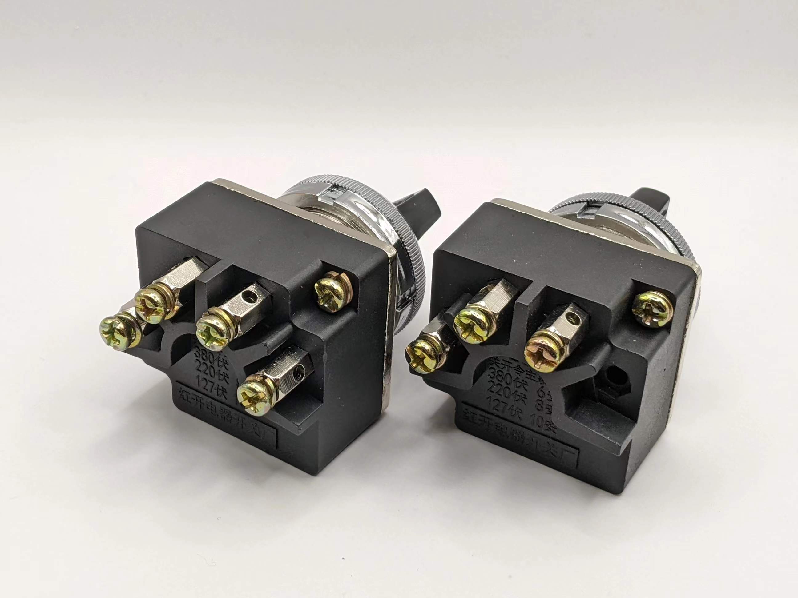 红开HKA2-3三档LS-2两档主令开关 自锁旋钮开关 开孔30mm 4个脚