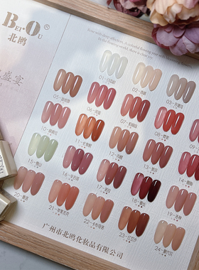 北鸥24色玫瑰盛宴透色甲油胶美甲店用新款流行冰透裸色肌肤色bo胶