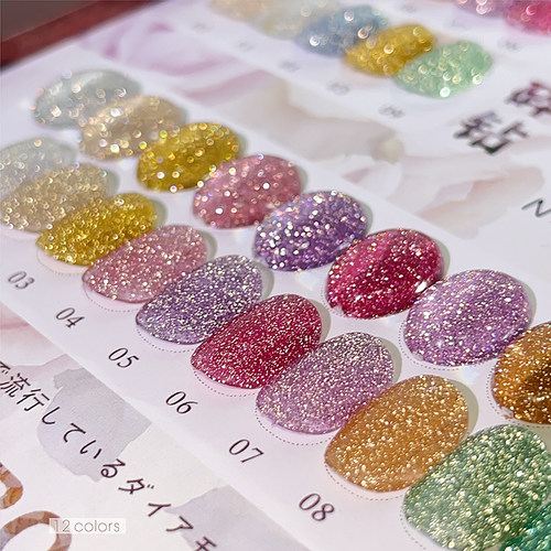 网红同款爆闪日系流行彩色碎钻胶