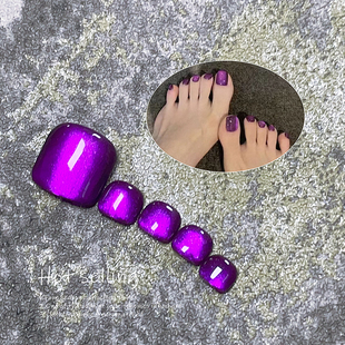 网红新款雅典娜紫猫眼胶流行显白紫色小灯泡玻璃珠晶石猫眼甲油胶