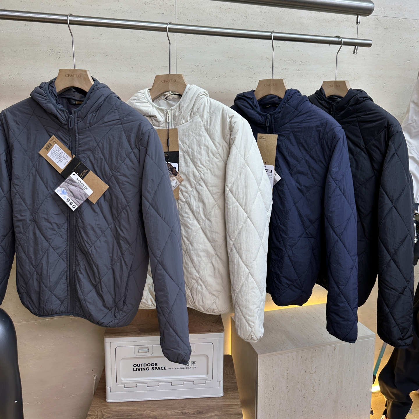 户外防风保暖菱形格棉衣棉服外套