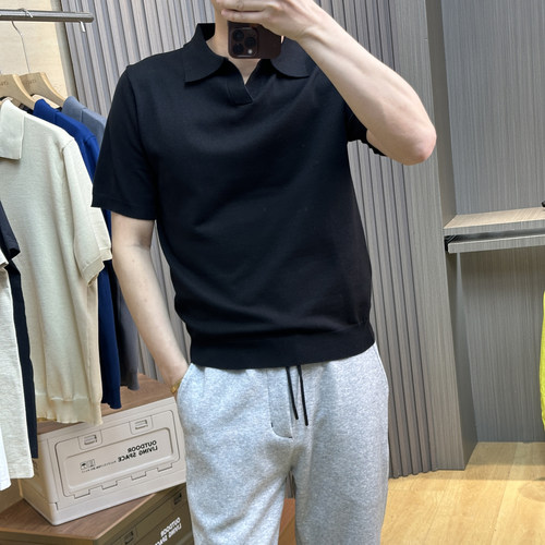 高端针织丝光棉短袖POLO翻领T恤
