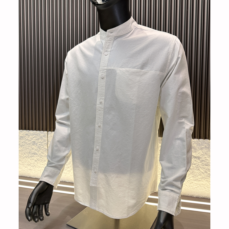 春秋男士复古立领休闲长袖衬衫潮